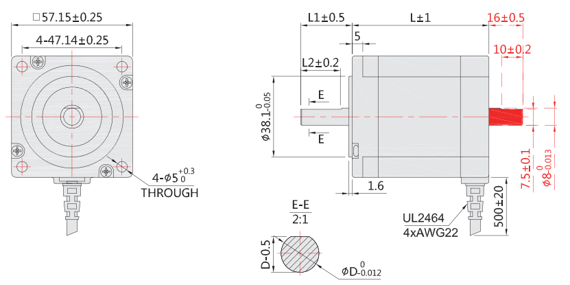 57步進(jìn)電機外形尺寸圖