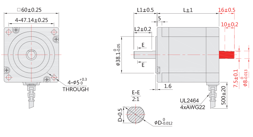 59mm步進電機外形尺寸圖 59mm步進電機外形尺寸圖