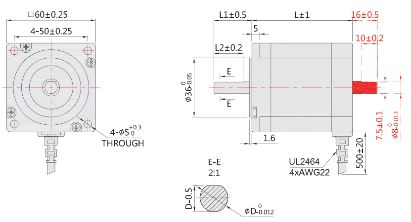 60mm步進(jìn)電機(jī)外形尺寸圖 60mm步進(jìn)電機(jī)外形尺寸圖