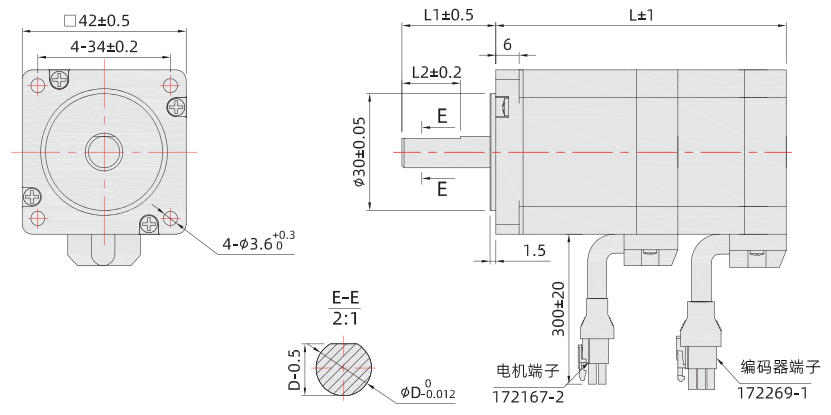 42mm閉環(huán)伺服電機(jī)尺寸圖 42mm閉環(huán)伺服電機(jī)尺寸圖